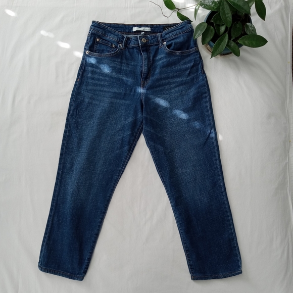 Ella Moss Jeans High Waist Straight Cropped Stretch 8/29 Juniors Cotton Dark - Picture 2 of 11